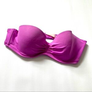 Victoria's Secret Pushup Bandeau Strapless Swim Top 36B Fuchsia Purple
